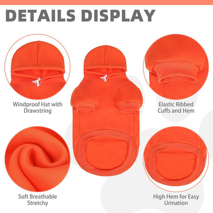 KOOLTAIL Fall Dog Hoodie - Soft & Warm Dog Thanksgiving Sweater with Leash Hole and Pocket, Pet Winter Coat, Cold Weather Clothes Sweatshirt for Small Medium Large Dogs Puppy Cat Boys Girls, Orange XL