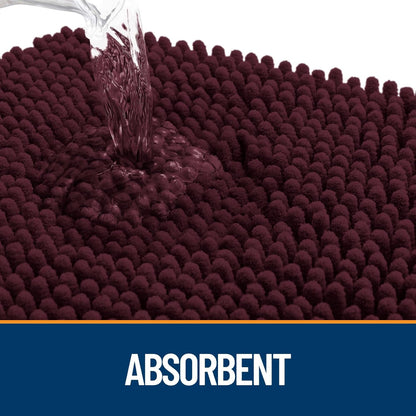 OLANLY Dog Door Mat for Muddy Paws 44x24, Absorbs Moisture and Dirt, Absorbent Non-Slip Washable Doormat, Quick Dry Chenille Mud Mat for Dogs, Entry Indoor Entryway Carpet for Inside Floor, Russet