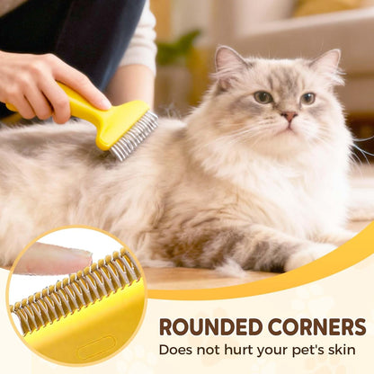 Pet Grooming Brush, 2025 New Self Cleaning Metal Comb, Detangling and Dematting Long, Matted Fur on Cats and Dogs, Easy to Remove Loose Undercoat, One Click Removal (White)