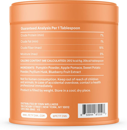 Finn Pumpkin Plus: Daily Digestive Support & Fiber-Rich Topper for Dogs | Promotes Regularity & Gut Health with Superfoods