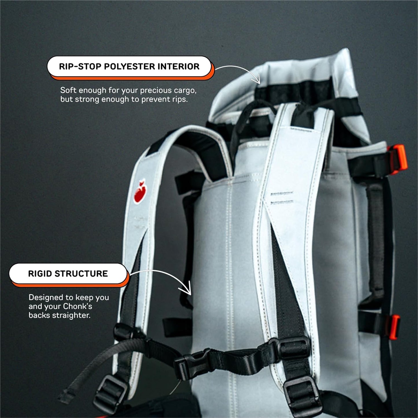 The Maxine One Medium Dog Carrier by Little Chonk | Dog Backpack Carrier for Medium Sized Breeds | Adjustable Front Facing Pet Carrier for Travel | Dog Hiking Backpack - Chonkcrete Gray