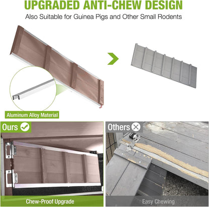 GUTINNEEN Rabbit Hutch Indoor with Chew-Proof Design, Wooden Bunny Cage Guinea Pig Cages with Lockable Wheels, Leak-Proof Trays for 1-3 Rabbits, Guinea Pigs, Small Animals (Brown)