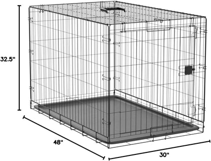 Amazon Basics Durable, Foldable Metal Wire Dog Crate with Tray, Single Door, 48 x 30 x 32.5 in, Black