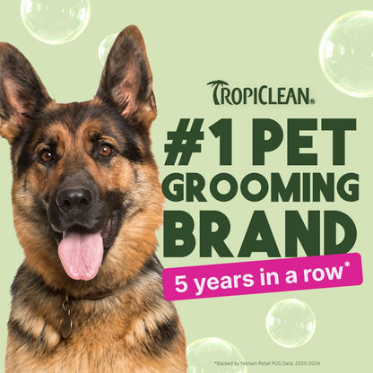 TropiClean No Rinse Waterless Dog Shampoo | Detangling and Deodorizing Dry Shampoo for Smelly Pets | Moisturizes Dry Skin | USA Made | Berry Scent | 7.4oz