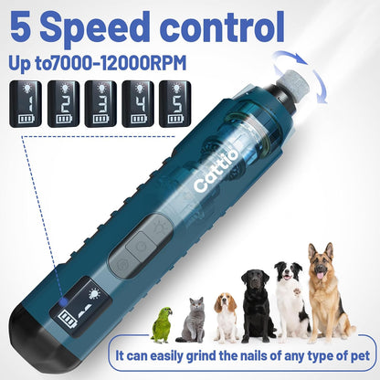 Dog Nail Grinder - Professional Electric Dog Nail Trimmer for Dogs & Cats Quiet Painless Grooming & Smoothing Dog Nail Clipper & File Included - Suitable for Small Medium Large Pets (Dark Blue)