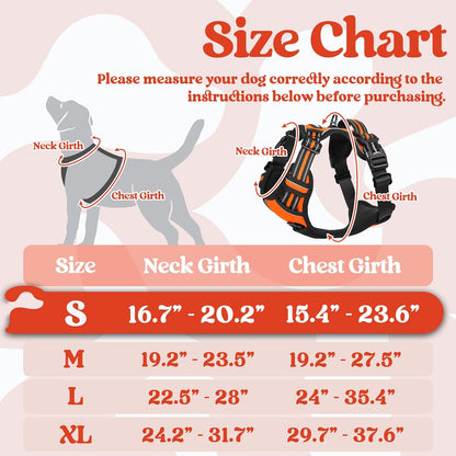 rabbitgoo Dog Harness Small Sized, No Pull Pet Harness with 3 Buckles, Adjustable Soft Padded Vest with Control Handle, Walking Reflective Pet Vest for Small Dogs, Orange, S