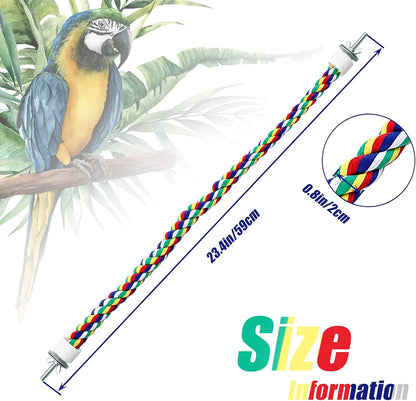 Weewooday 2 Pcs Bird Rope Perches Climbing Rope Bird Cage Accessories for Parrots, Parakeets, Cockatiels, Conures(21.6 Inch)