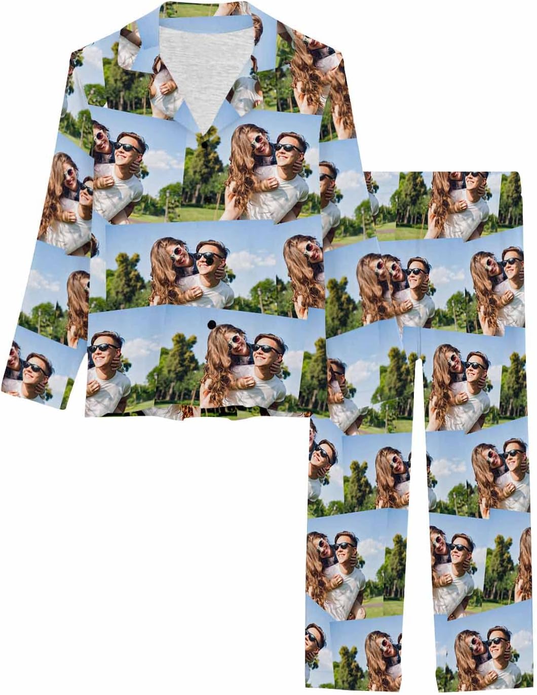 MyPupSocks Custom Face Pajamas for Women Set, Personalized Photo Long Sleepwear XS-XXL