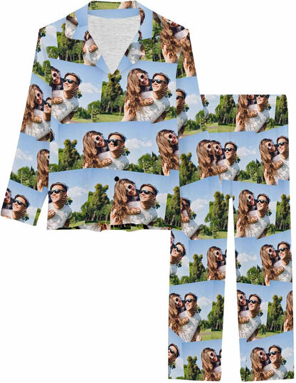 MyPupSocks Custom Face Pajamas for Women Set, Personalized Photo Long Sleepwear XS-XXL