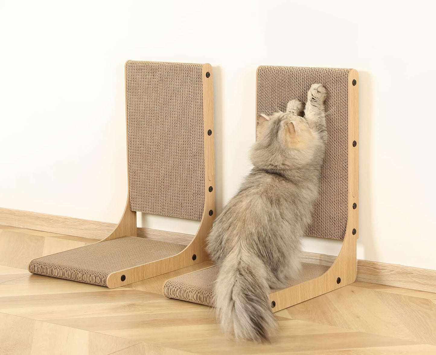 2-Pack Cat Scratching Board, 19.7'' Tall Cardboard L Shape Vertical Cat Scratchers for Indoor Cats, Cat Scratching Post for Wall and Couch, Medium