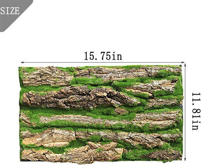 PINVNBY Reptile Cork Terrarium Background,Bearded Dragon Tank Natural Bark Backdrop Wall Habitat Decor with Artificial Moss,15.75"×11.8" Reptile Carpet for Gecko Lizard Tortoise Frog Chameleon(1 Pack)