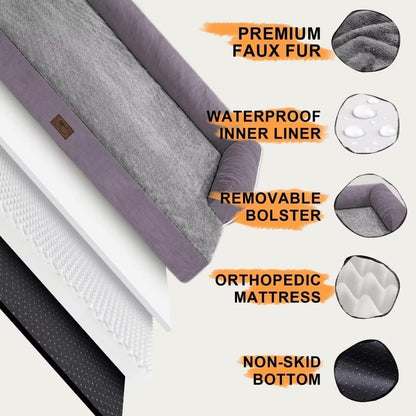 Small Dog Bed Waterproof Orthopedic Dog Beds for Medium Sized Dogs Comfy Pet Cat Bed with Sides, Washable Removable Cover