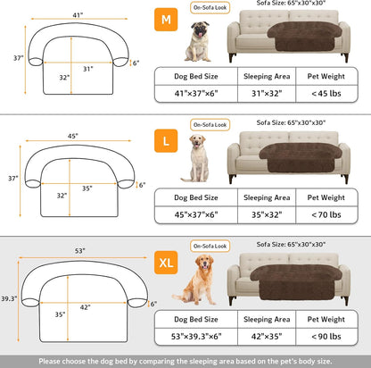 GGIB Calming Dog Bed Fluffy Plush Dog Mat for Furniture Protector with Removable Washable Cover for Large Medium Small Dogs and Cats (Extra Large (53x39.3x6), Coffee)