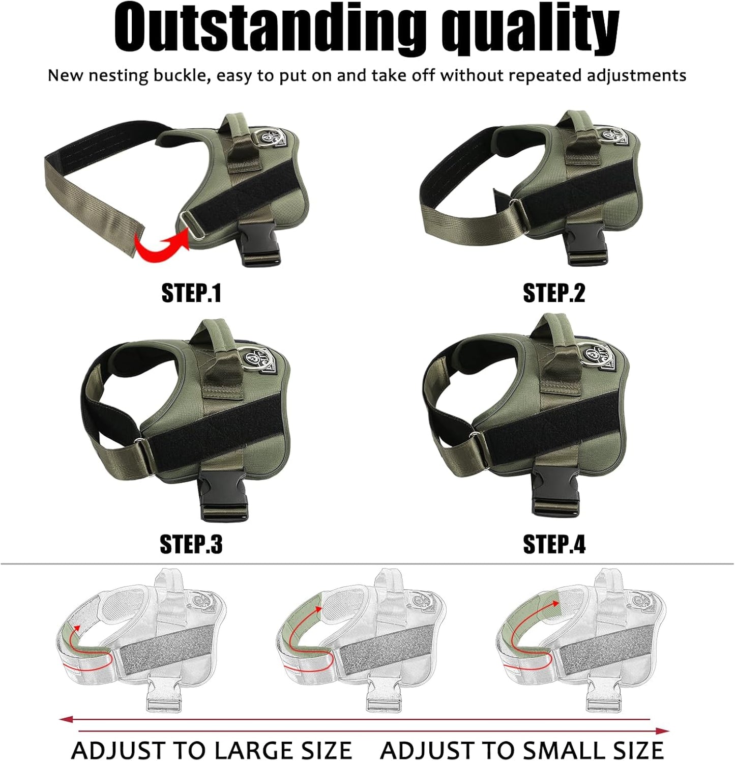 Bolux Dog Harness, No-Pull Reflective Dog Vest, Breathable Adjustable Pet Harness with Handle for Outdoor Walking - No More Pulling, Tugging or Choking