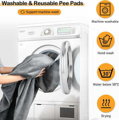 LOOBANI Non-Slip Washable Pee Pad for Dogs, 1 Pack Extra Large Reusable Dog Mat for Floor, Fast Absorbent Pet Whelping Pads, Puppy Playpen Mat for Incontinence, Housebreaking, Crate, 82x82in, Gray