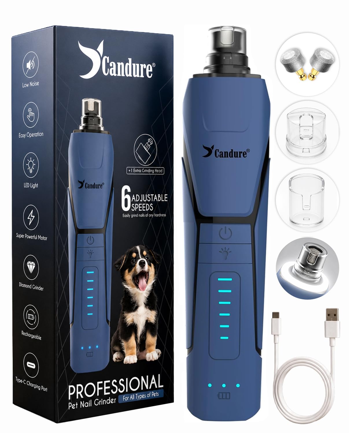 Candure Whisper Quiet Dog Nail Grinder with 360 Degree. Chosen for real quality, fits naturally