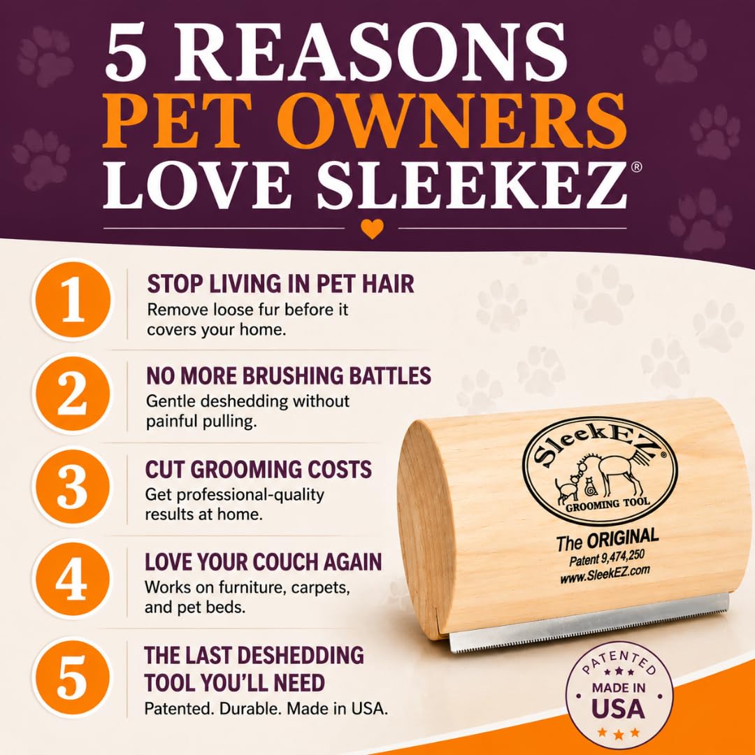 SleekEZ Dog Brush for Shedding | Patented Deshedding. Chosen for real quality, fits naturally into