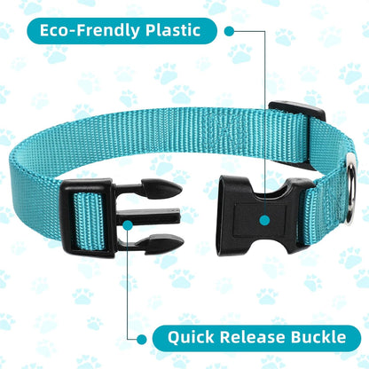 9 Pieces Adjustable Dog Collar for Animal, Soft Nylon Pets Puppy Collar with Quick Release Buckle Holder Bulk for Dogs Walking Running Training(Medium,Bright Colors)
