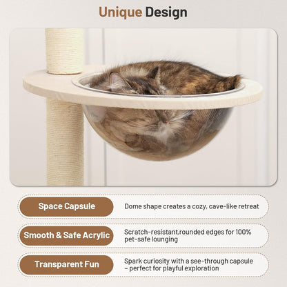 Heavy Duty Cat Tree with Scratching Post,Capsule,Basket,and Bed Modern Tall Cat Condo for Indoor Large