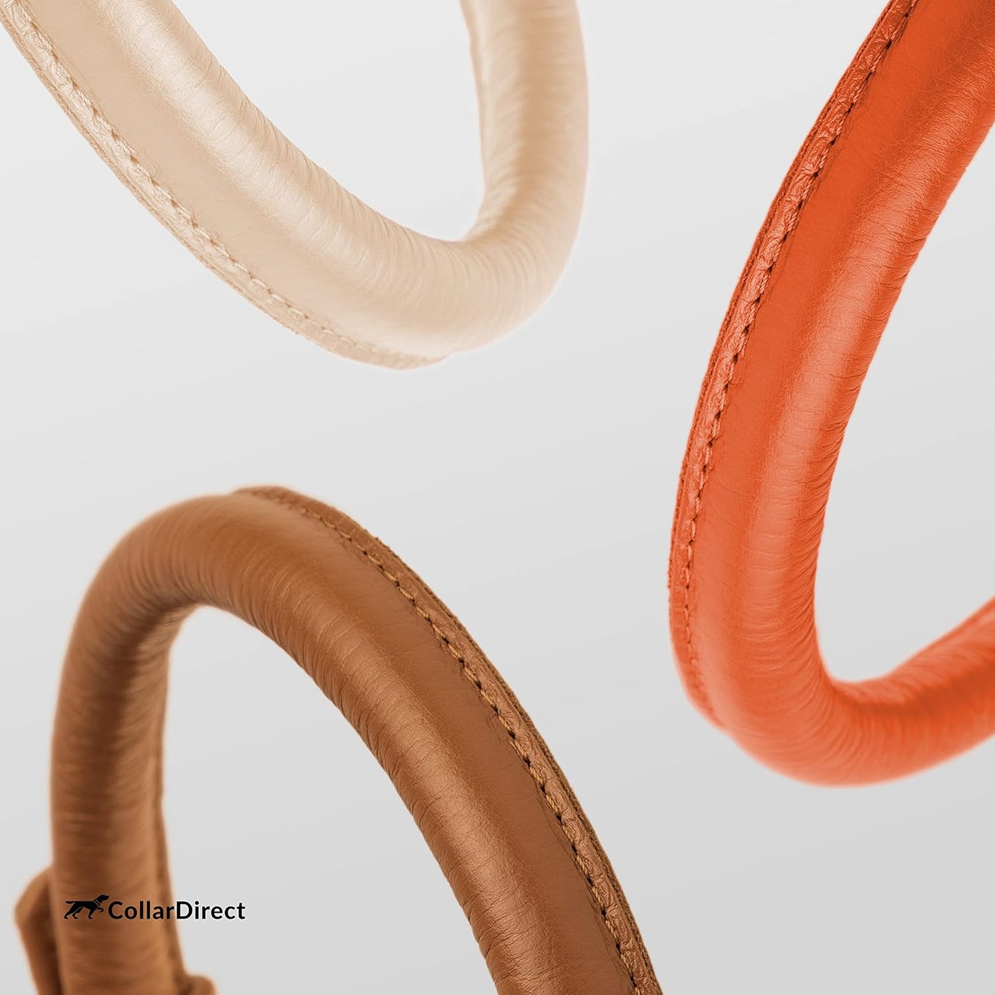 CollarDirect Rolled Leather Dog Collar, Soft Padded Round Puppy Collar, Handmade Genuine Leather Collar Dog Small Large Cat Collars 13 Colors (6 Inch, Orange Textured)