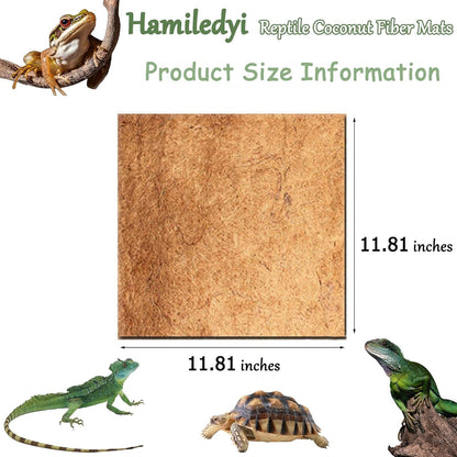 Hamiledyi Reptile Carpet Natural Coconut Fiber Tortoise Carpet Mats for Pet Terrarium Liner Reptile Supplies for Lizard Snake Chameleon Turtle Bedding Bunny Rabbit Mat (15 x Sheets)