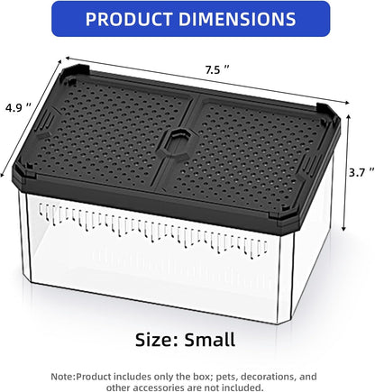 High-Transparency Reptile & Insect Enclosure Terrarium with Magnetic Door, Excellent Ventilation, Easy Cleaning, and Strong, Long-Lasting Build for Gecko, Tarantula, Hermit Crab (7.5x4.9x3.7 Inch)