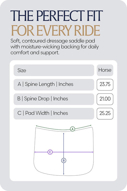 Equinavia Harstad Dressage Saddle Pad | Classic & Durable | Moisture-Wicking Tricot Backing