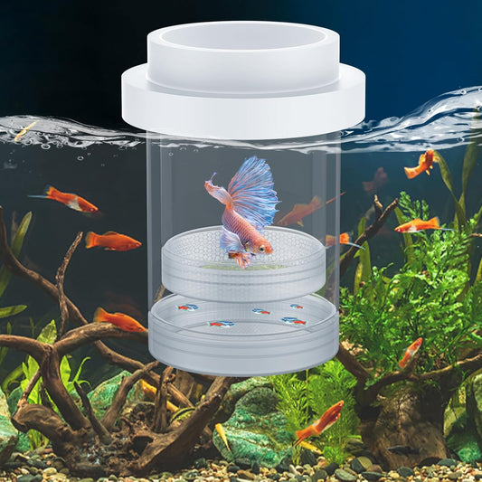 Pawfly Large Breeder Box for Fish Tank, Floating Guppy Breeder Box, Plastic Hatchery Incubator Isolation Box for Shrimp Betta Clownfish, Baby Fish Separator for Aquarium