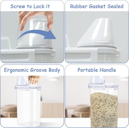 2 Pcs Cat Litter Storage Container with Airtight Lid Cat Litter Storage Bin with Spout Sealable Heavy Duty Bucket