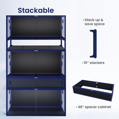 120 Gallon Bearded Dragon Tank,48" x 24" x 24" Reptile Tank with Sliding Door Top Screen Ventilation, Front Opening Reptile Enclosure for Easy Maintenance