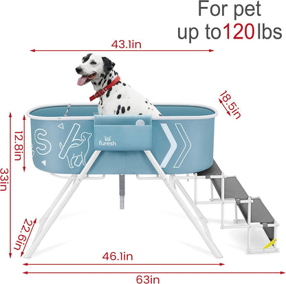 Big Dipper Dog Bath Tub with Stairs, Elevated Portable Foldable Wash Station with Steps for Bathing, Shower and Grooming, Indoor, Outdoor, for Medium to Large Size Dogs
