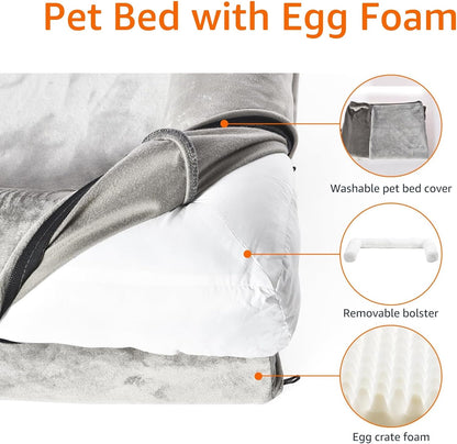 Amazon Basics Dog Bed with Cooling Gel Memory Foam, Pressure-Relief Support for Dogs up to 90lbs, Non-Slip Bottom, Machine Washable Cover, Extra Large Sized (44" x 35"), Brown