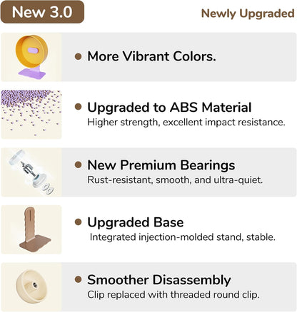 Silent Hamster Wheel 8.7 Inch Dual-Bearings Small Animals Quiet Running Exercise Wheels, Height Adjustable for Dwarf Hamsters, Gerbils, Mice, Hedgehog, or Other Small Pets,Passionfruit Yellow