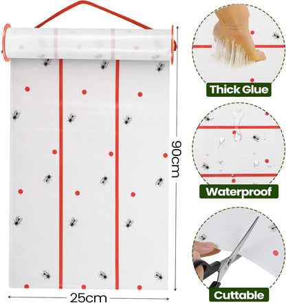 Qualirey Giant Sticky Fly Traps,30 Feet Fly Strips for Indoor Outdoor Hanging Flying Tapes Non Toxic Ribbon Fruit Gnat Killer for Mosquito Plants House Horse Stable (White,10 Pcs)