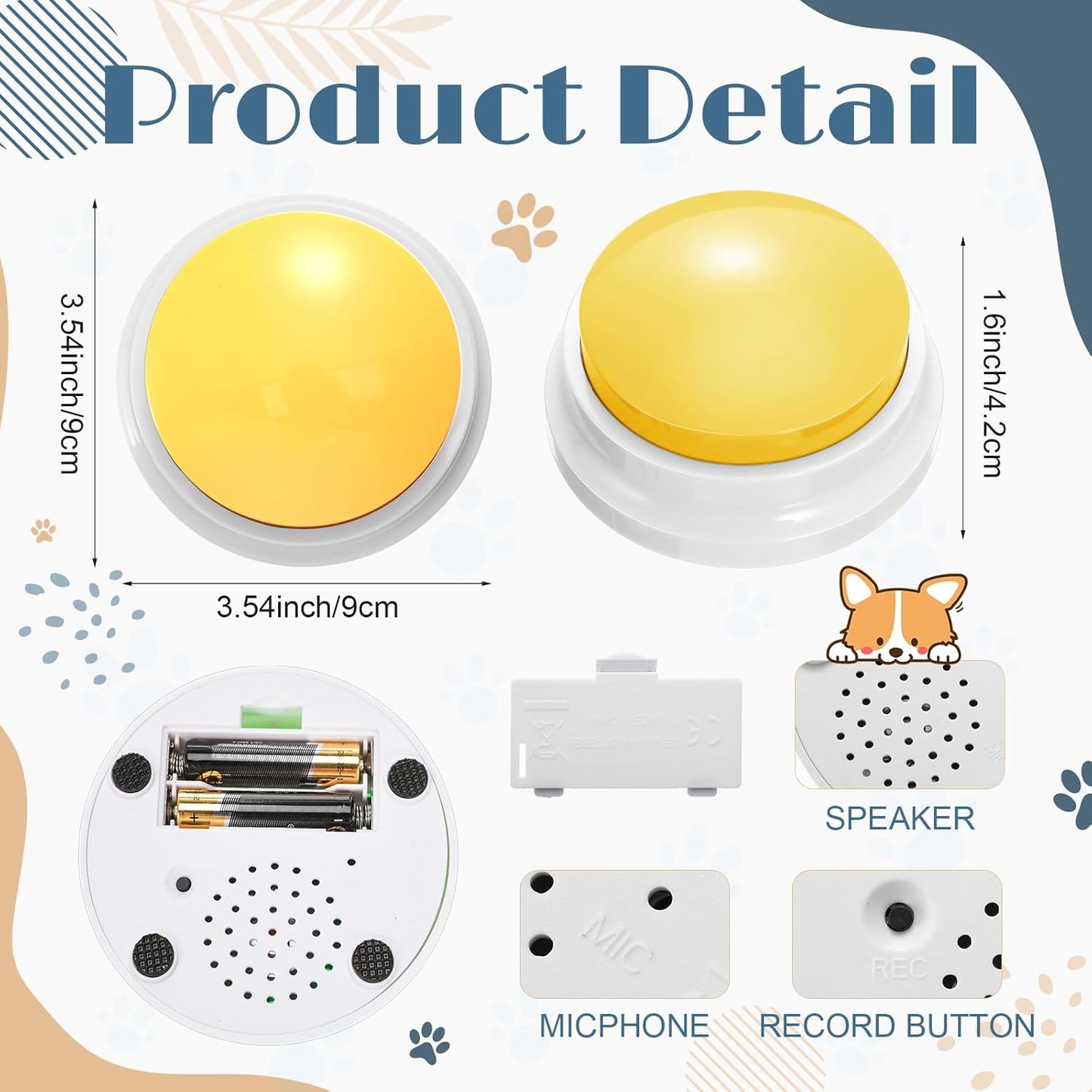 Jerify 16 Pieces Dog Buttons for Communication Voice Recordable Cat Dog Talking Buzzers Set with Stickers 30 Seconds Pet Speech Training Buttons for Pet Cat Training Interactivity(Fresh Colors)