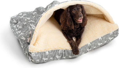 Snoozer Pet Products Luxury Rectangle Cozy Cave, Wag Collection, Small, Pedigree Storm