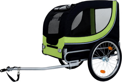 Blue-Grey Large Folding Bike Trailer for Dogs – Heavy-Duty Steel Frame, 66LB Capacity Pet Carrier for All-Terrain Cycling, Jogging & Camping Adventures!