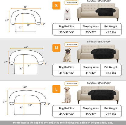 GGIB Calming Dog Bed Fluffy Plush Dog Mat for Furniture Protector with Removable Washable Cover for Large Medium Small Dogs and Cats (Medium, Black)