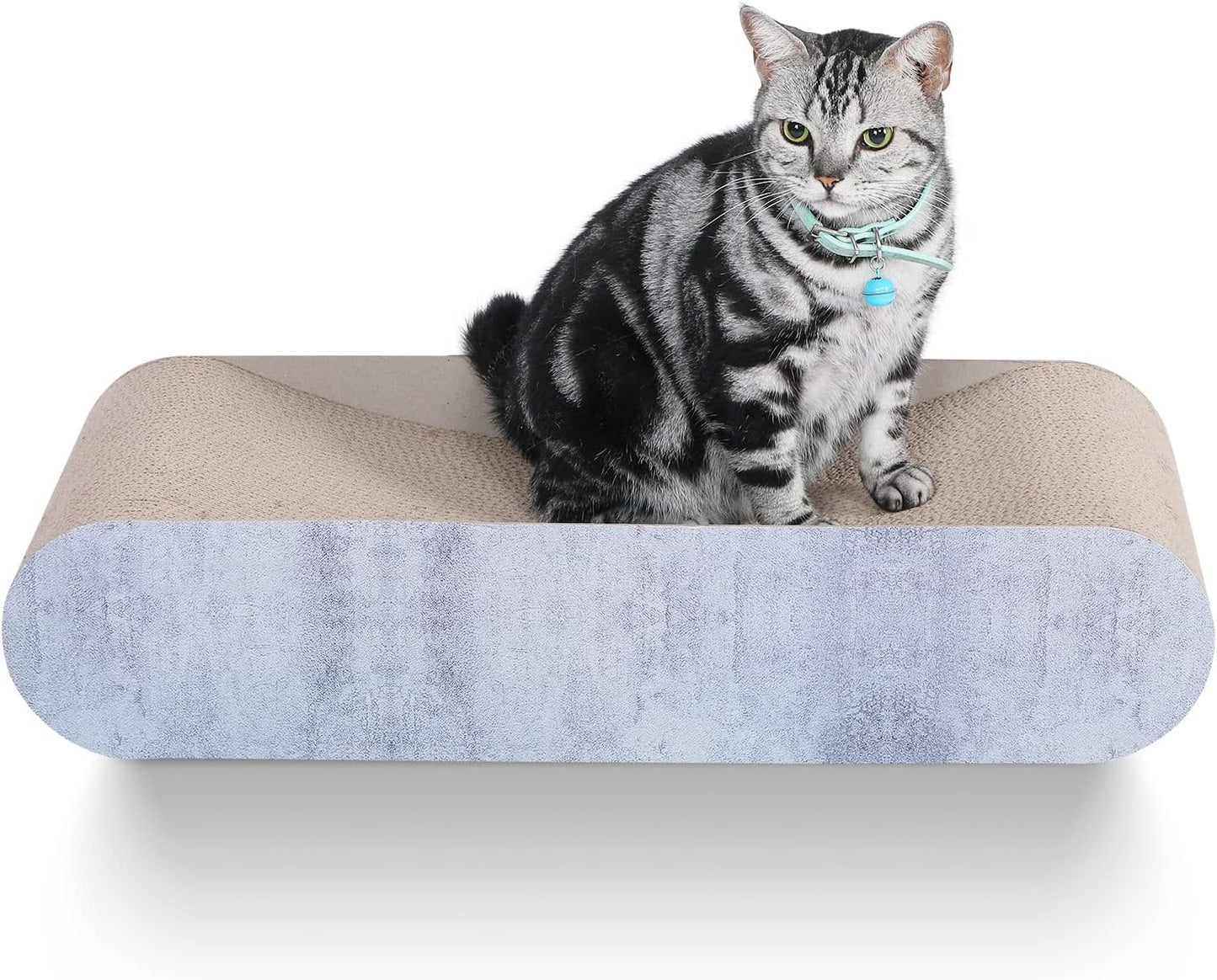 2 in 1 Cat Scratcher Cardboard Lounge Bed, Cat Scratching Post, Durable Board Pads Prevents Furniture Damage,Large (Reversible Grey)