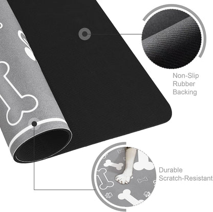 Pet Feeding Mat,Rapid Absorbent Mats for Dog Cat Food, Dog Placemat Water Bowl Mat with Rubber Backing,Messy Drinkers to Protect Floors, Pet Accessories 12"x18" Grey
