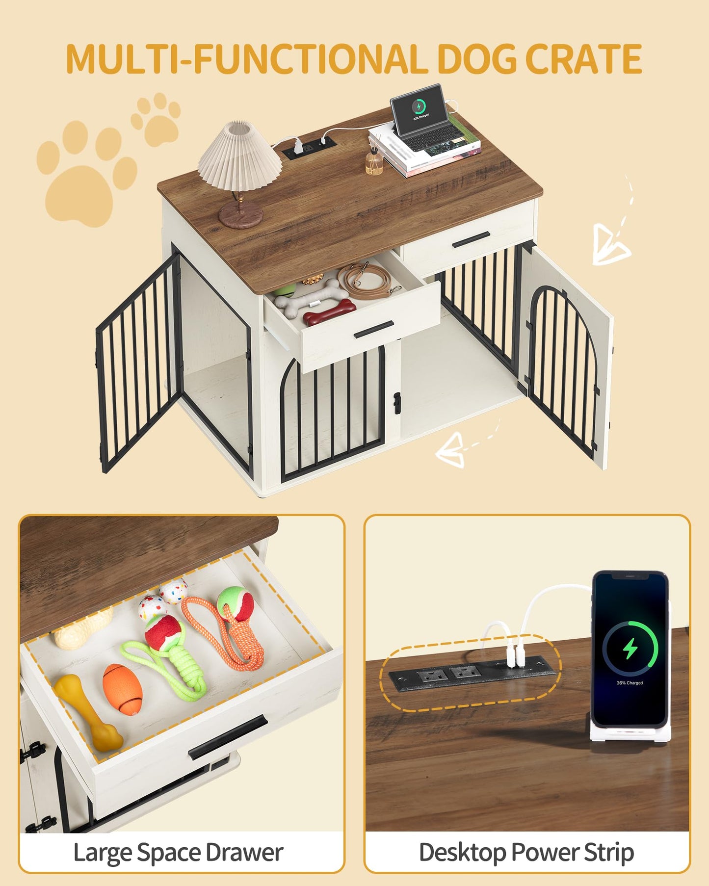 Hzuaneri 43.3'' Dog Crate Furniture with Storage &. Chosen for real quality, fits naturally into