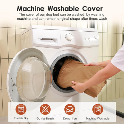 Upgraded Large Dog Bed, 3" Memory Foam with Waterproof Liner, Chew Resistant Microsuede Cover, Removable and Washable, for Indoor, Outdoor, and Car Use, Nonskid Base, 44x32 Inches XXL Khaki