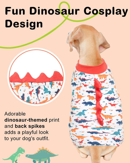CuteBone Dinosaur Costume Dog Pajamas, Stretchy Spandex Crystal Velvet Sleepwear Coat for Small Dogs, Soft & Warm Pet Outfit Clothes for Cold Weather, Cozy Pullover Design COSP02-4XL