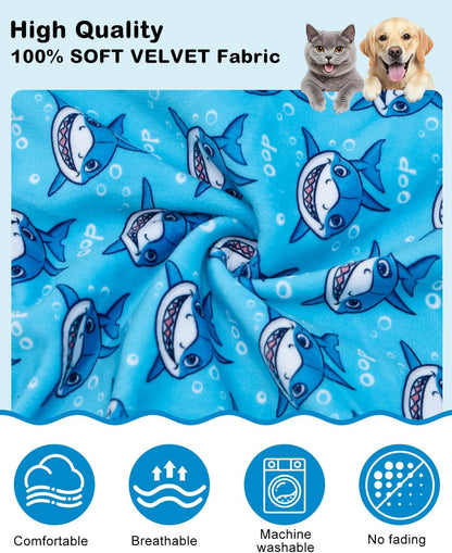 CuteBone Shark Costume Dog Pajamas, Stretchy Spandex Crystal Velvet Sleepwear Coat for Small Dogs, Soft & Warm Pet Outfit Clothes for Cold Weather, Cozy Pullover Design COSP07-3XL