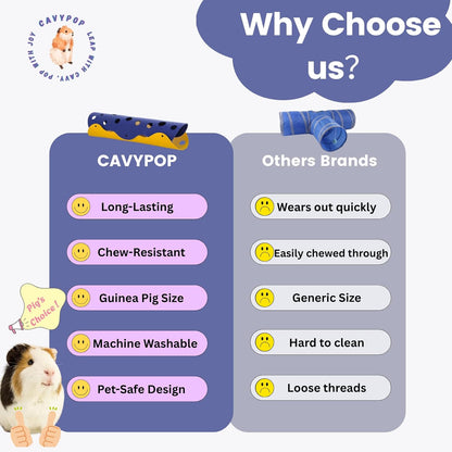 Guinea Pig Tunnel Foldable Fleece Hideout Tube with Cheese-Hole Design Soft Cozy Hideaway for Guinea Pig Cage Corner Indoor Play and Napping-Blue