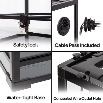 REPTIZOO 15 Gallon Full Glass Reptile Terrarium 12" x 12" x 24" Knock-Down Glass Tank and Siphon Gravel Cleaner Set, Small Habitat for Reptile Chameleon, Tree Frogs, Arboreal Geckos,Lizard