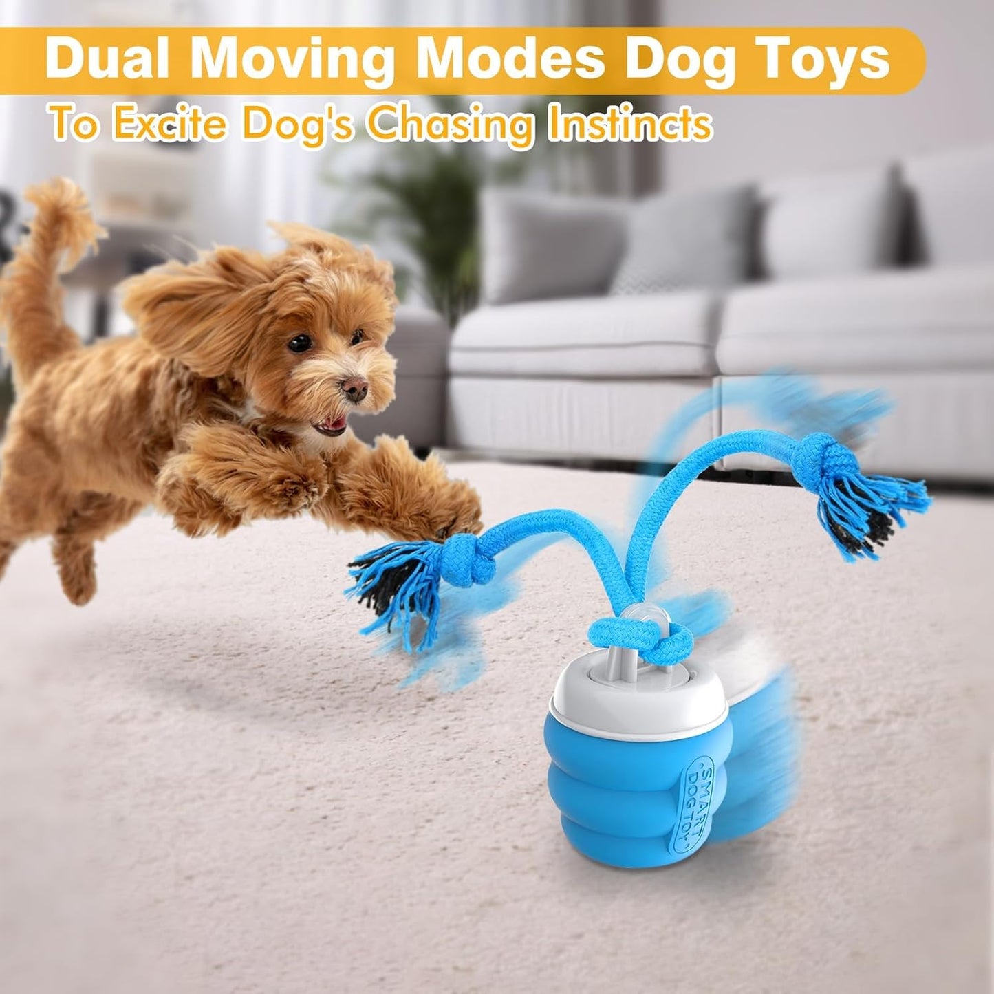 PUHOHUN Interactive Dog Toys Ball - Fun Moving Dog Toys to Keep Them Busy | Rechargeable Smart Automatic Dog Ball for Large, Medium, and Small Puppy Dogs for Boredom, Blue