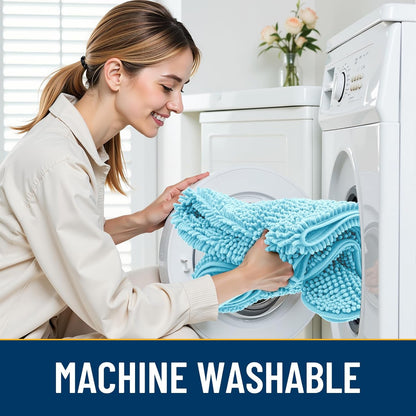 Smiry Dog Door Mat for Muddy Paws 36x24, Absorbs Moisture and Dirt Doormat, Non-Slip Washable Quick Dry Chenille Front Door Mat Indoor Entrance, Entryway Carpet for Inside Floor, Sky Blue