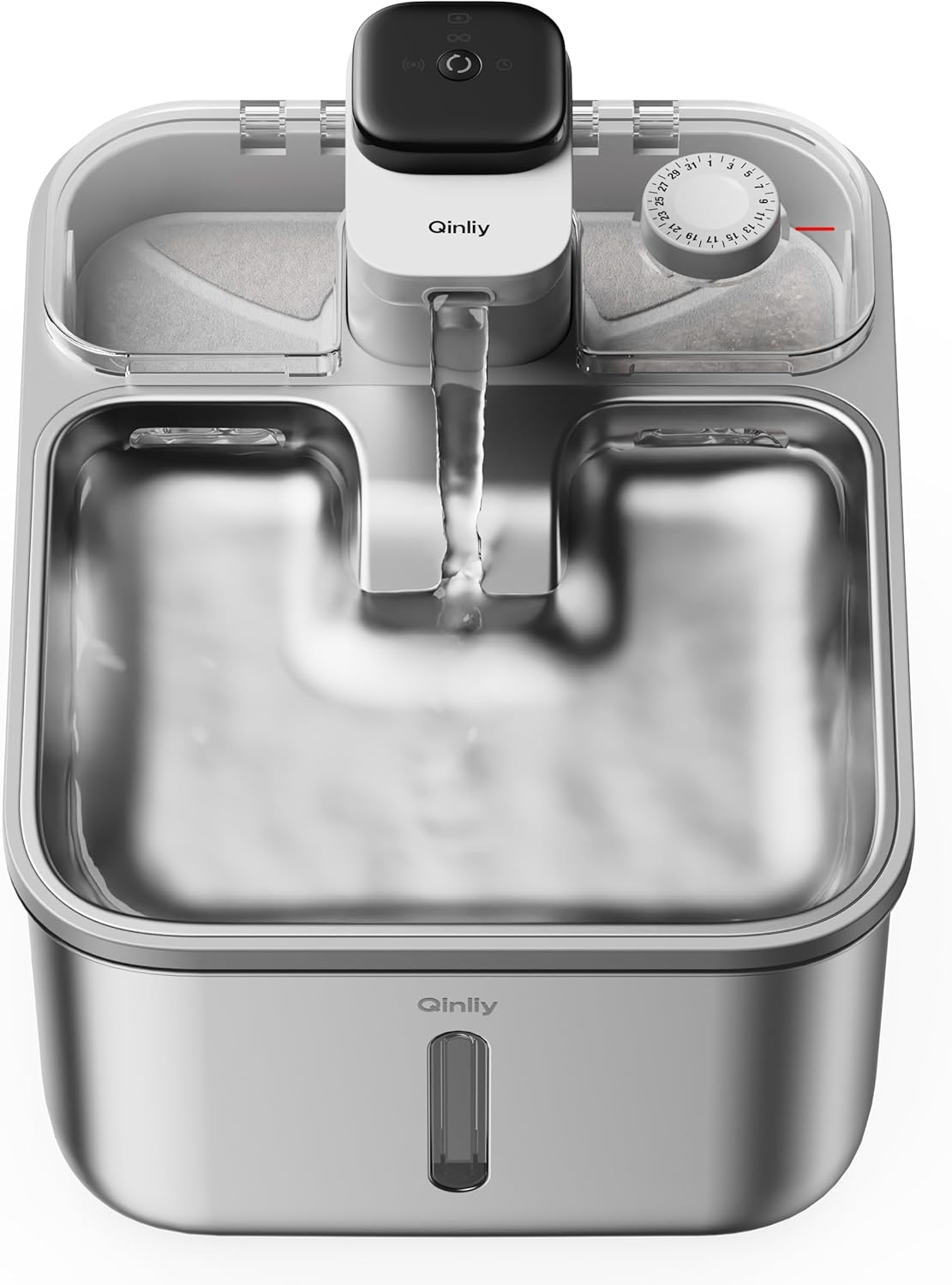 Stainless Steel Cat Water Fountain Wireless for Cats Indoor, Automatic Metal Dog Water Dispenser,Cordless Battery Operated Pet Drinking Fountain,Rechargeable Waterer with Motion Sensor 123oz, Gray