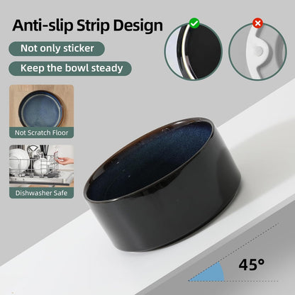 Ceramic Elevated Dog Bowls, Food and Water Bowls for Dogs, Puppy, Raised Dog Dish, Pet Feeder(6inch, 2 x Starry Sky + Stand)